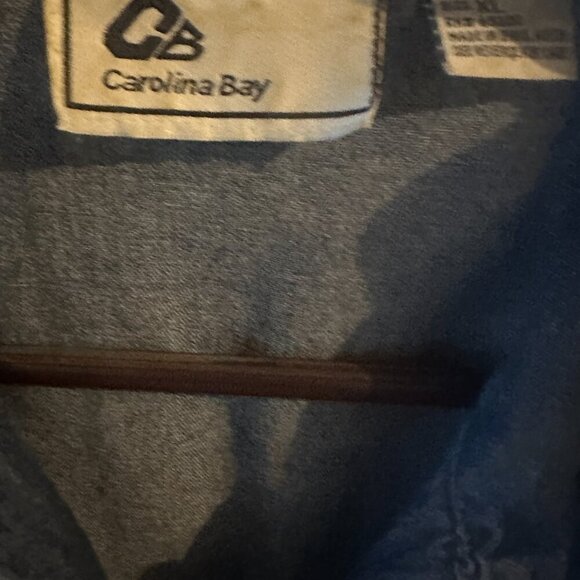 Carolina Bay Vintage Blue Denim Zip Front Short Sleeve Blouse Size XL - Picture 6 of 6